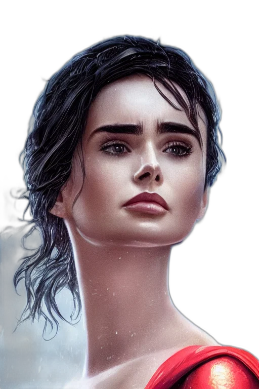 face, robot, hair, photorealistic transparent PNG cut-out