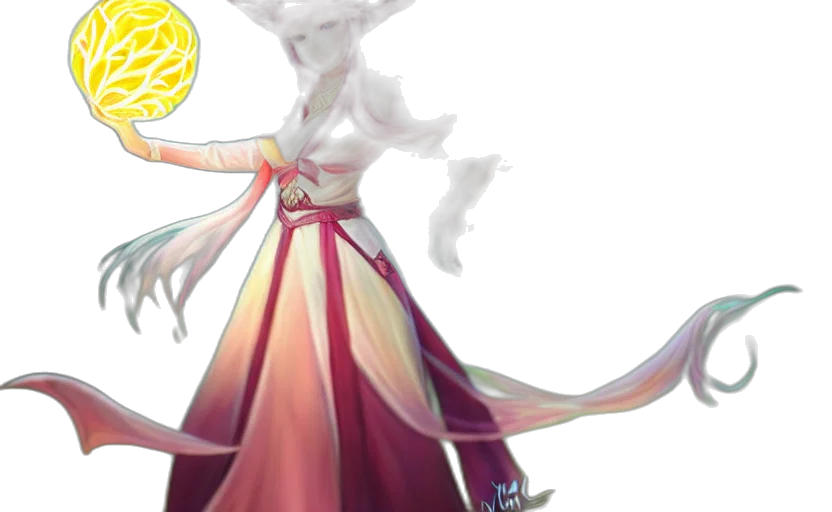 dress, staff, concept art, fantasy art transparent PNG cut-out