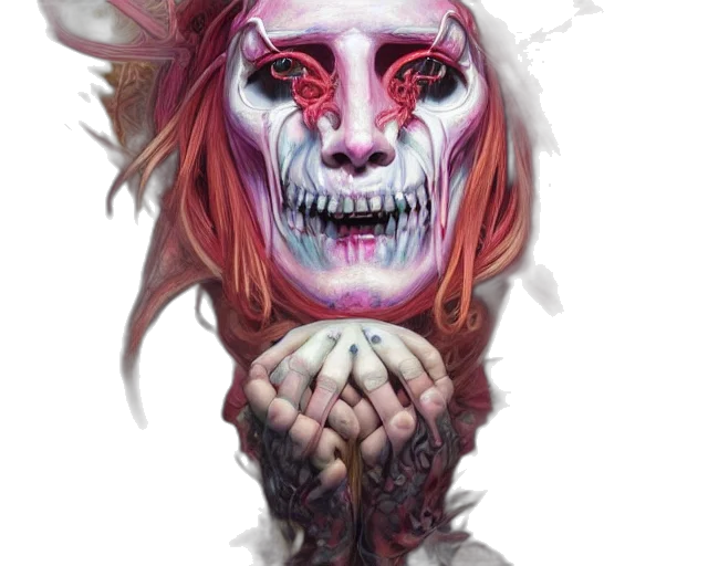 face, mask, creature, fantasy art transparent PNG cut-out