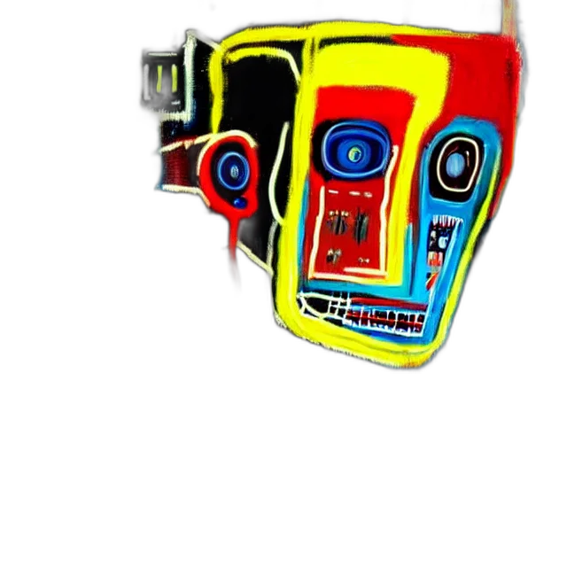 robot, mask, face, staff, concept art, cyberpunk, 3d render, comic book art transparent PNG cut-out