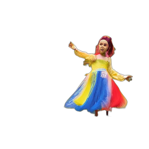 dress, staff, creature, crown, 3d render, concept art, pixel art, multicolor transparent PNG cut-out