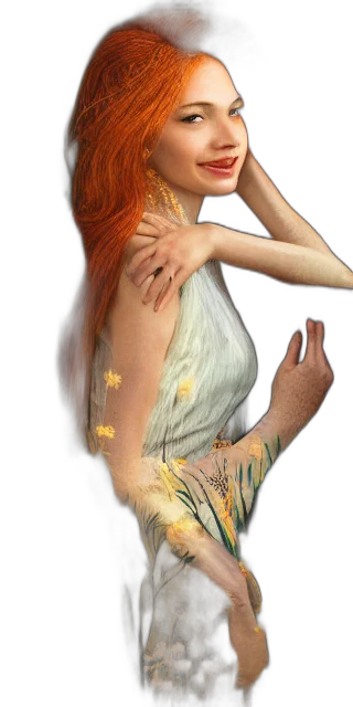 dress, jewelry, staff, photorealistic, fantasy art, concept art, 3d render, outer space transparent PNG cut-out