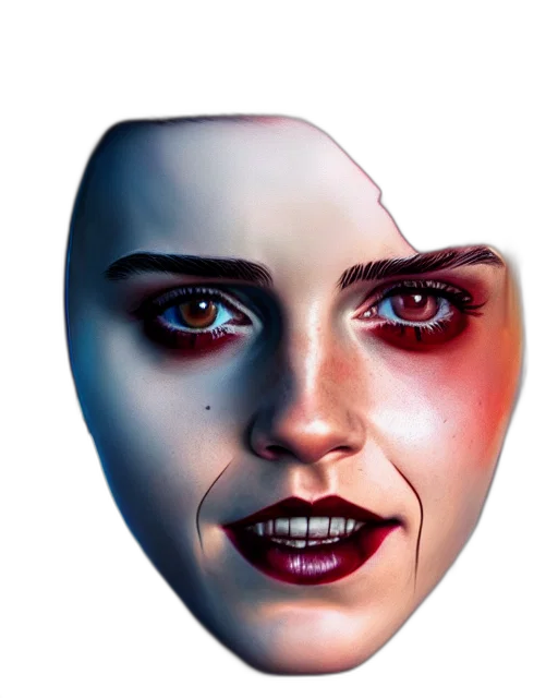 face, mask, jewelry, creature, photorealistic, concept art, 3d render, comic book art transparent PNG cut-out