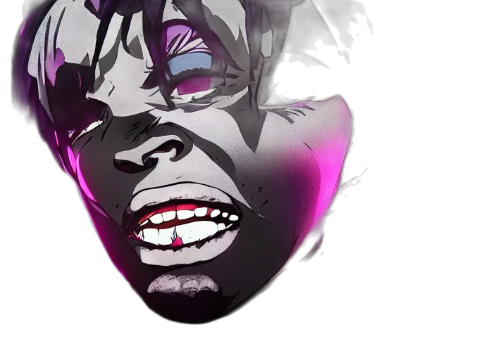 mask, face, concept art, anime, comic book art, vaporwave, neon lights, dark transparent PNG cut-out