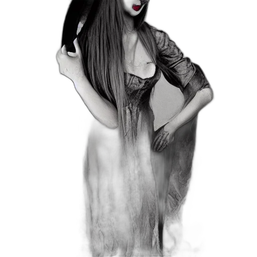 dress, hair, mask, creature, fantasy art, concept art, photorealistic, pencil sketch transparent PNG cut-out