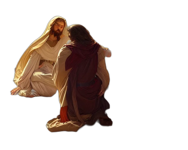 concept art, photorealistic, fire, forest, snow, photography, jesus, making transparent PNG cut-out