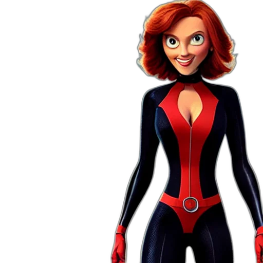 dress, concept art, comic book art, 3d render, cartoon, scarlett, johansson, elastigirl transparent PNG cut-out