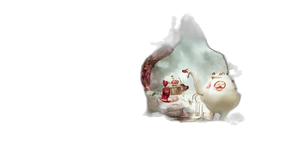 3d render, concept art, photorealistic, fantasy art, forest, alice, wonderland, tea transparent PNG cut-out