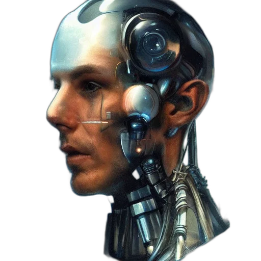 robot, face, mask, cyberpunk transparent PNG cut-out