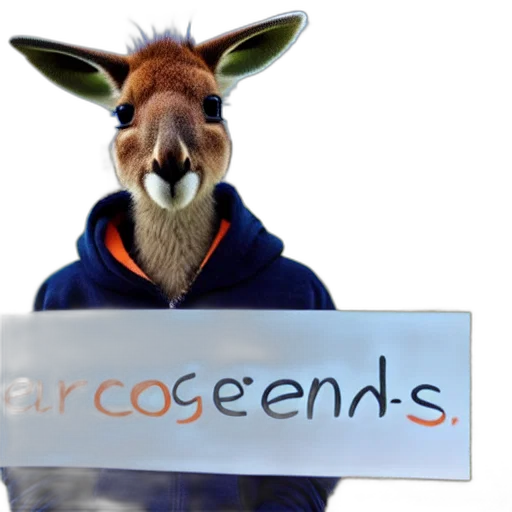 portrait, photo, kangaroo, wearing transparent PNG cut-out
