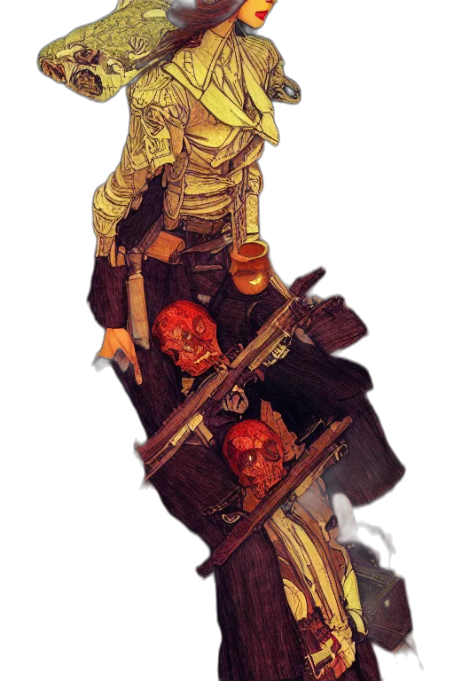 weapon, jacket, staff, mask transparent PNG cut-out