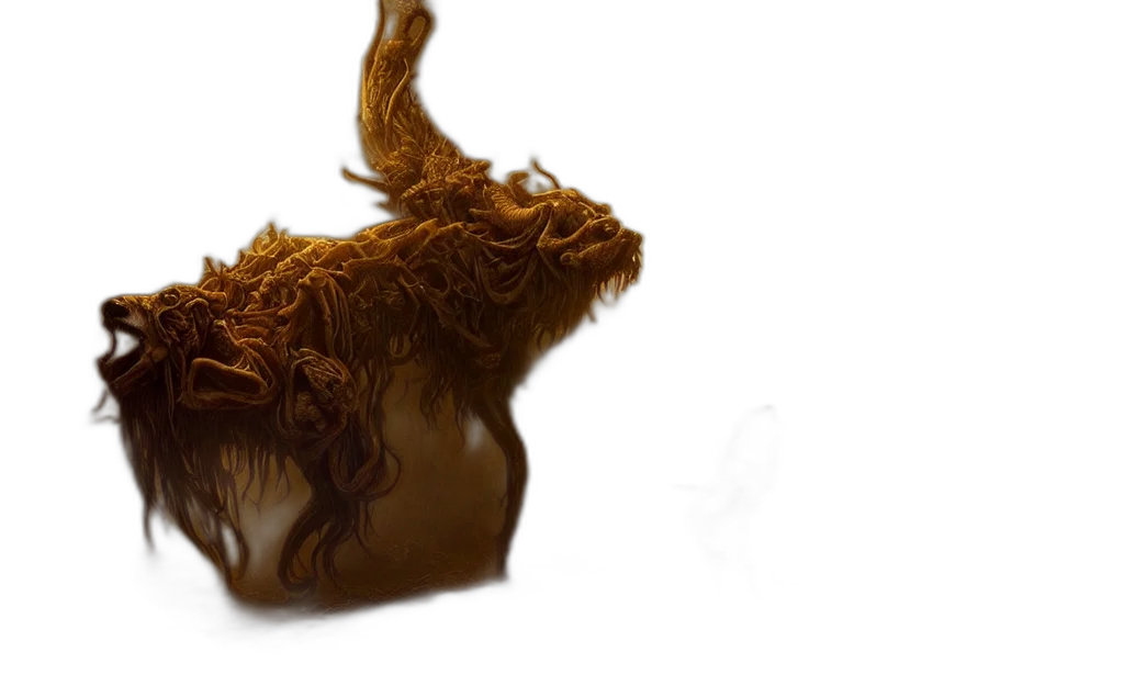 hair, creature, animal, mask, concept art, photorealistic, 3d render, fantasy art transparent PNG cut-out