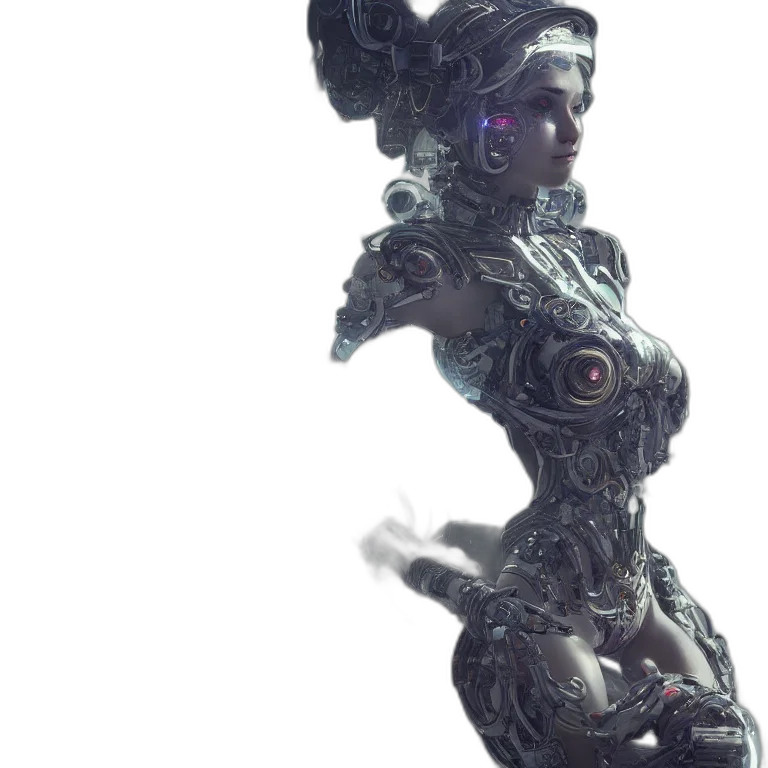 robot, dress, weapon, face transparent PNG cut-out
