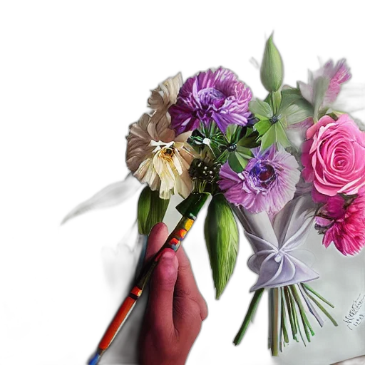 flower, staff, photorealistic, watercolor transparent PNG cut-out
