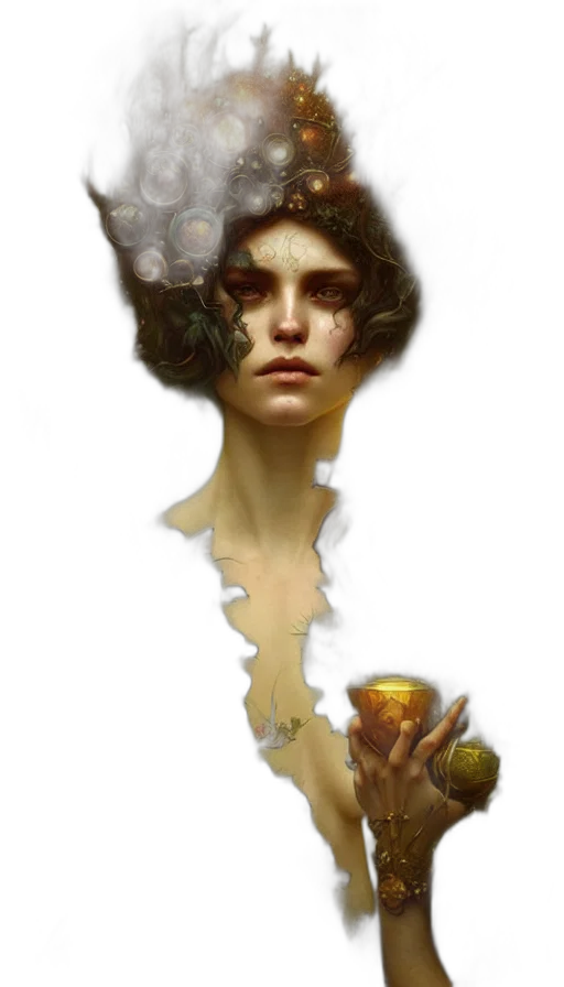 face, mask, crown, staff, fantasy art, concept art, photorealistic, oil painting transparent PNG cut-out