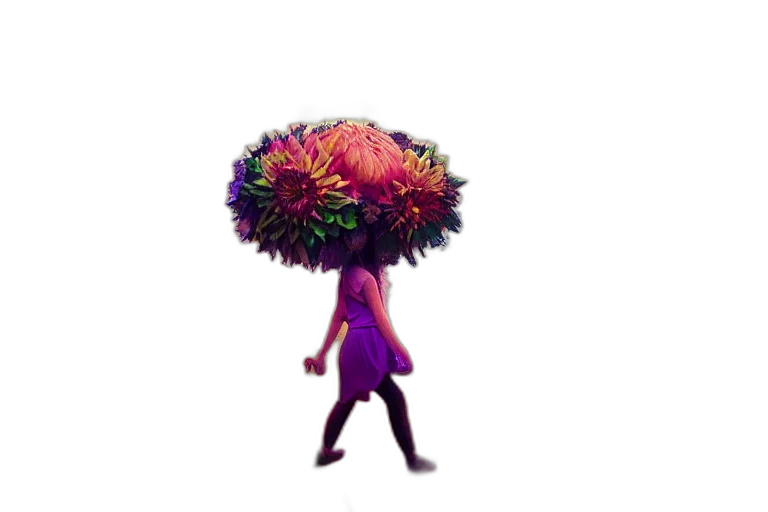 umbrella, flower, crown, hat, concept art, pixel art, 3d render, fantasy art transparent PNG cut-out