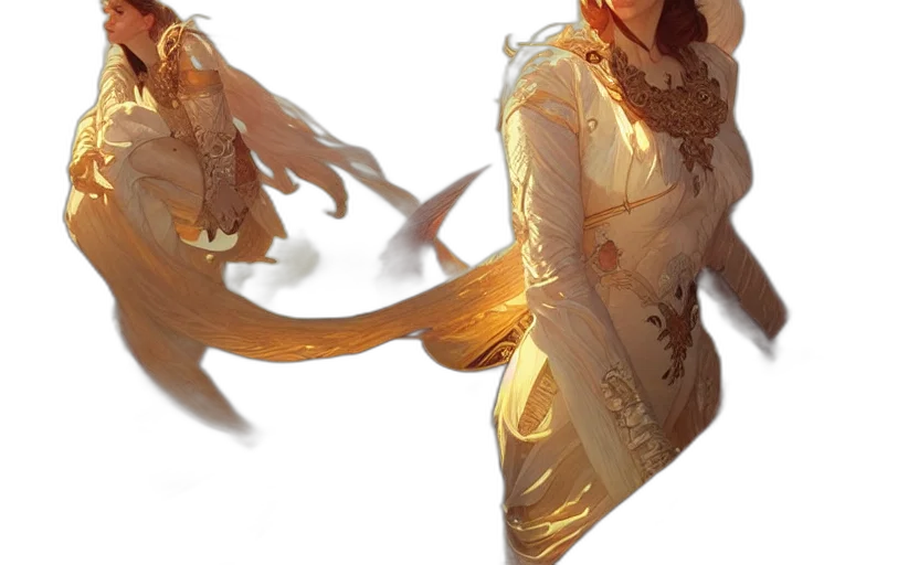 dragon, dress, creature, sword, concept art, fantasy art, watercolor, 3d render transparent PNG cut-out