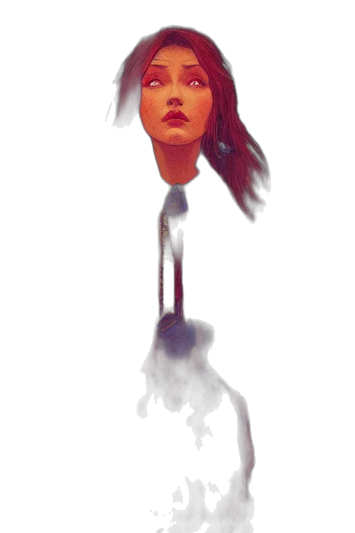 face, hair, staff, creature transparent PNG cut-out