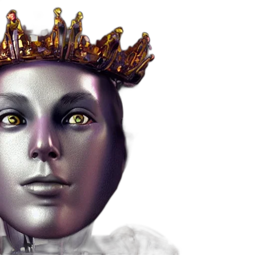 crown, mask, robot, jewelry, 3d render, concept art, photorealistic, fantasy art transparent PNG cut-out