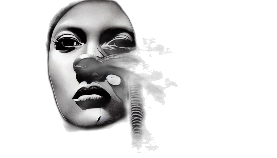 mask, face, photorealistic, pencil sketch, concept art, 3d render, monochrome, grunge transparent PNG cut-out