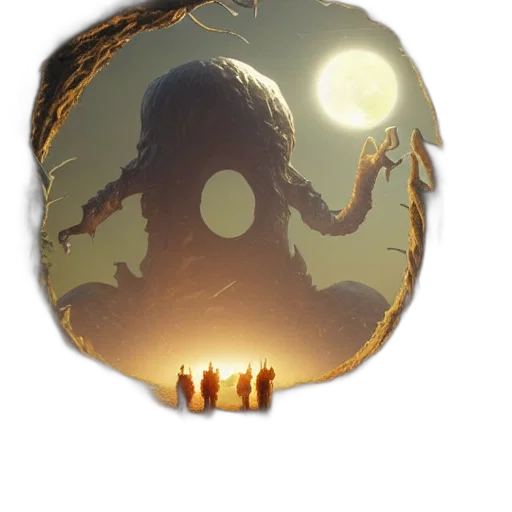 creature, mask, crown, staff, concept art, 3d render, fantasy art, underwater transparent PNG cut-out