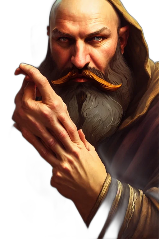 face, staff, fantasy art, photorealistic, concept art, oil painting, golden, photography transparent PNG cut-out