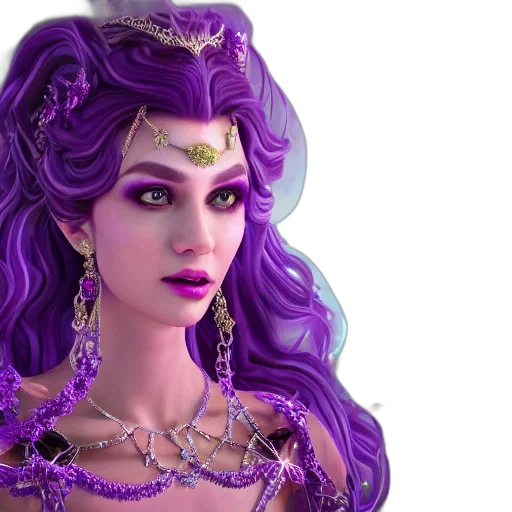 jewelry, 3d render, fantasy art, concept art, photorealistic, portrait, princess, amethyst transparent PNG cut-out