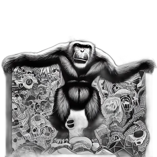 animal, creature, robot, comic book art, concept art, pencil sketch, cartoon, monochrome transparent PNG cut-out