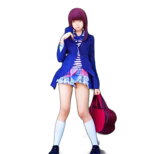 dress, jacket, concept art, 3d render, anime, pixel art, blue, colorful transparent PNG cut-out