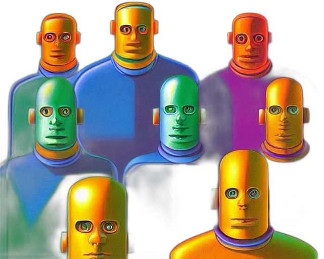robot, mask, face, 3d render, concept art, vaporwave, comic book art, outer space transparent PNG cut-out