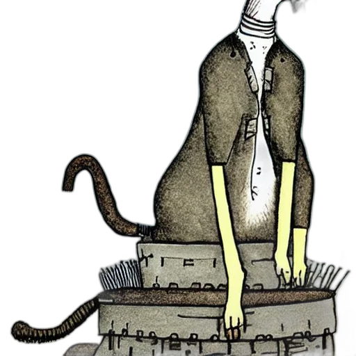 staff, robot, jacket, hat transparent PNG cut-out