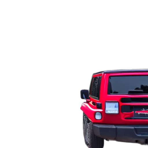 car, weapon, 3d render, photorealistic, red, riding, hat, jeep transparent PNG cut-out
