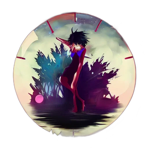 concept art, fantasy art, pixel art, anime, underwater, red, neon, nightcore transparent PNG cut-out