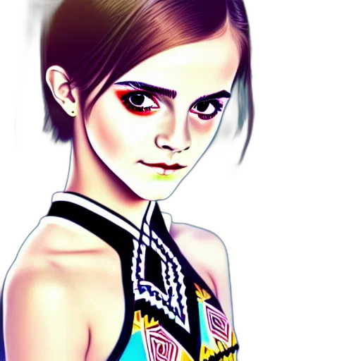 face, dress, cartoon, comic book art, fantasy art, anime, neon lights, neon transparent PNG cut-out