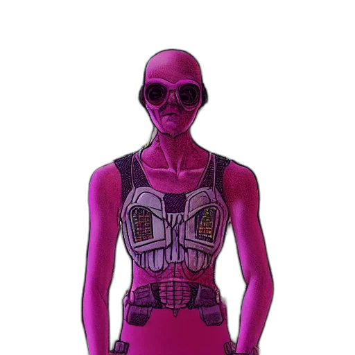 dress, mask, robot, jacket, cyberpunk, concept art, comic book art, vaporwave transparent PNG cut-out