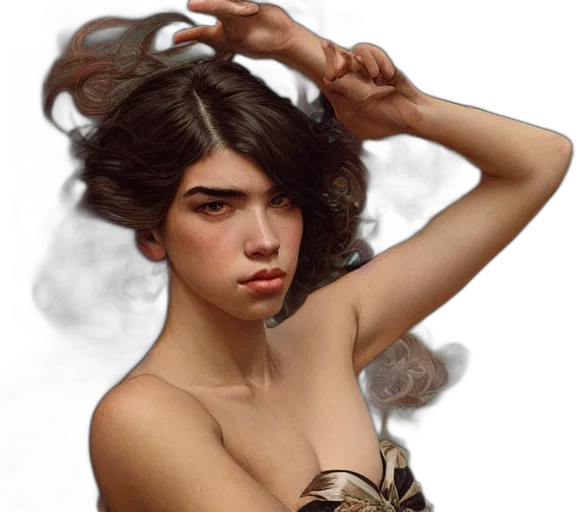 hair, jewelry, face, mask, photorealistic, fantasy art, concept art, comic book art transparent PNG cut-out