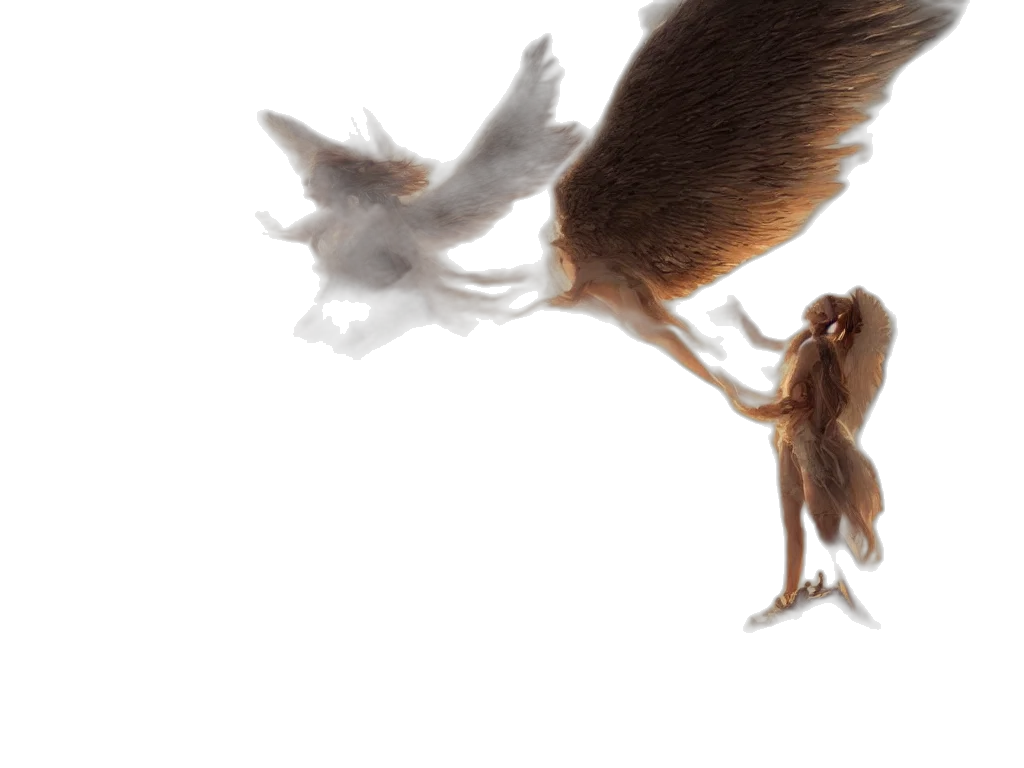 hair, animal, creature, staff, concept art, 3d render, photorealistic, angel transparent PNG cut-out