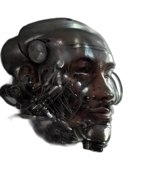 mask, robot, face, creature, 3d render, cyberpunk, concept art, photorealistic transparent PNG cut-out