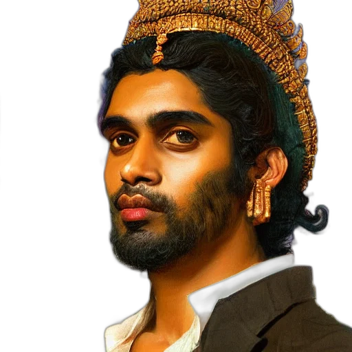 crown, staff, face, photorealistic transparent PNG cut-out