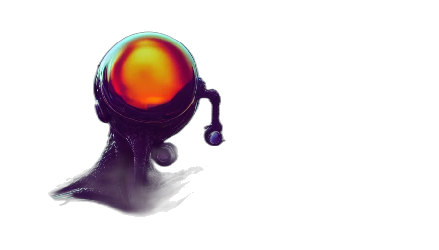 robot, mask, creature, staff, concept art, 3d render, watercolor, fantasy art transparent PNG cut-out