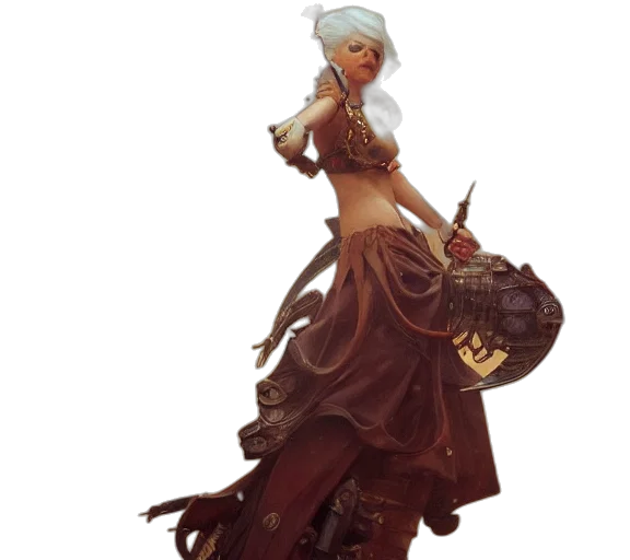 dress, hat, staff, weapon, concept art, fantasy art, photorealistic, 3d render transparent PNG cut-out