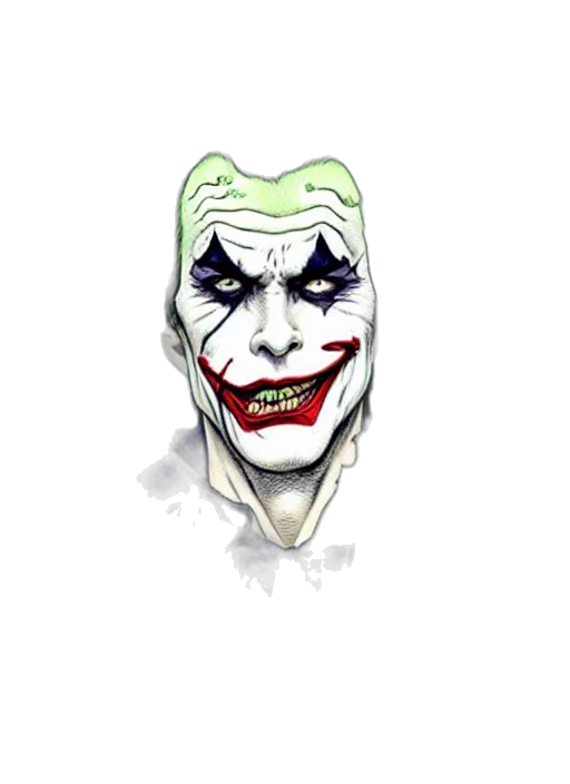 mask, face, comic book art, concept art, cartoon, photorealistic, joker, caught transparent PNG cut-out