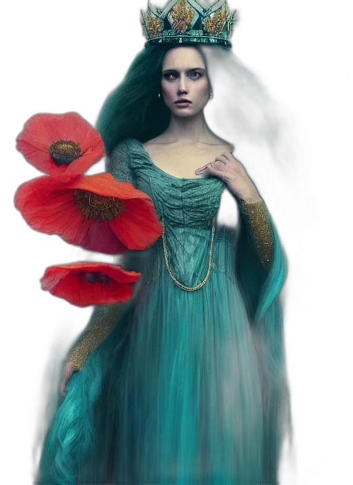 dress, crown, flower, jewelry, fantasy art, concept art, photorealistic, watercolor transparent PNG cut-out