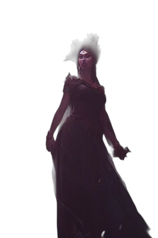 dress, staff, creature, crown, concept art, fantasy art, 3d render, comic book art transparent PNG cut-out