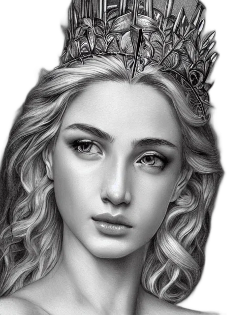 crown, face, jewelry, photorealistic, fantasy art, pencil sketch, oil painting, pencil transparent PNG cut-out