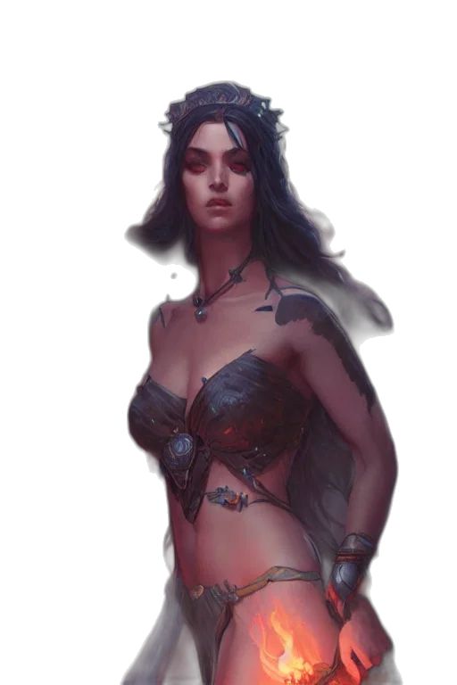 dress, fantasy art, concept art, comic book art, cyberpunk, fire, dark, red transparent PNG cut-out