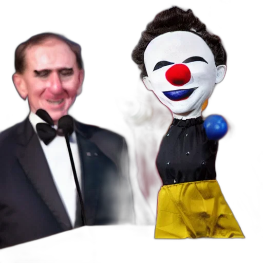 mask, concept art, 3d render, cartoon, string, puppet, president, clown transparent PNG cut-out