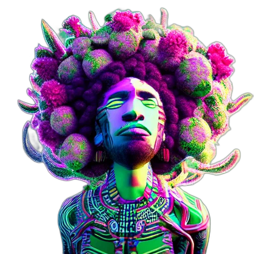 crown, mask, face, flower, 3d render, fantasy art, concept art, pixel art transparent PNG cut-out