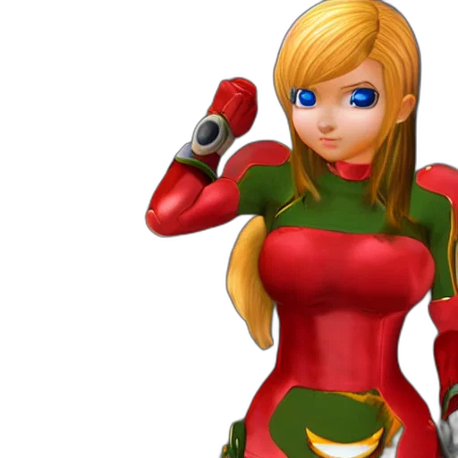 3d render, concept art, comic book art, anime, detailed, samus, aran, cute transparent PNG cut-out