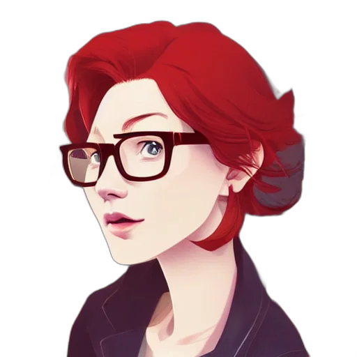 face, cartoon, pixel art, concept art, comic book art, red, woman, hair transparent PNG cut-out
